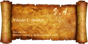 Vásári Andor névjegykártya